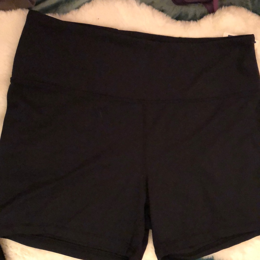 New Black Stretchy Nylon Workout Shorts